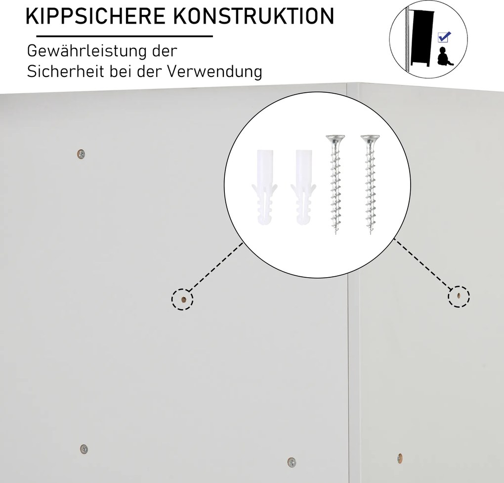 HOMCOM Regał na zabawki dla dzieci z 3 szufladami filcowymi, MDF, zabezpieczenie przed przewróceniem, Szary