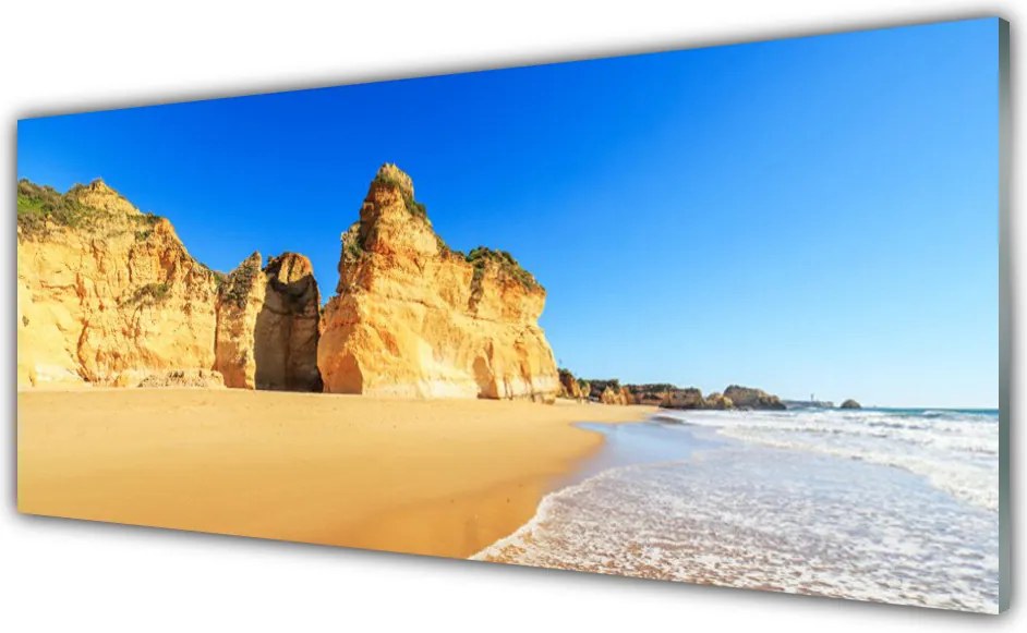 Szkło do Kuchni na Ścianę Błękit Oceanu I Złoty Piasek