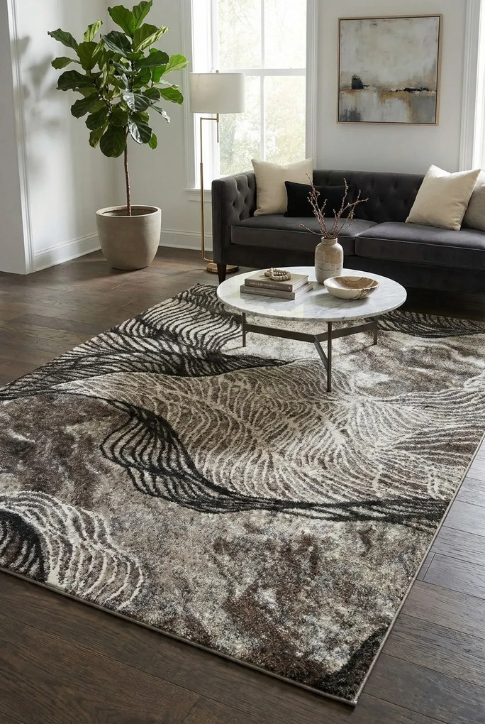 Brązowy prostokątny dywan do sypialni C8-L54