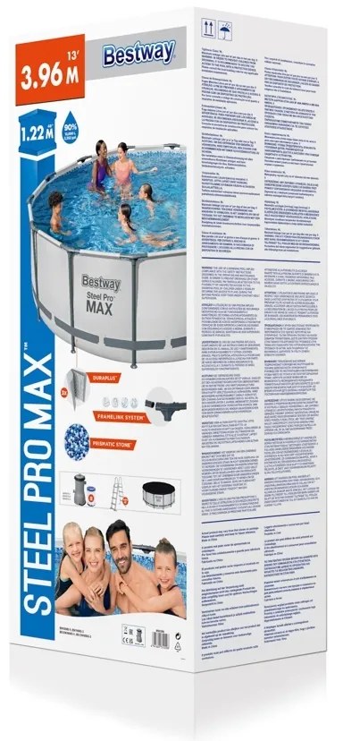 Basen naziemny Bestway Steel Pro MAX, szary, szer.396 cm, wys. 122 cm
