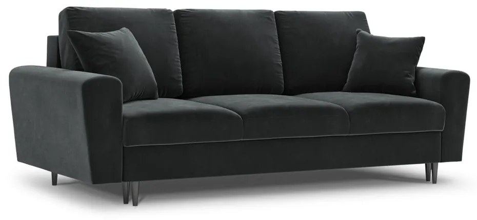 Ciemnoszara aksamitna rozkładana/ze schowkiem sofa 235 cm Kyoto – Cosmopolitan Design