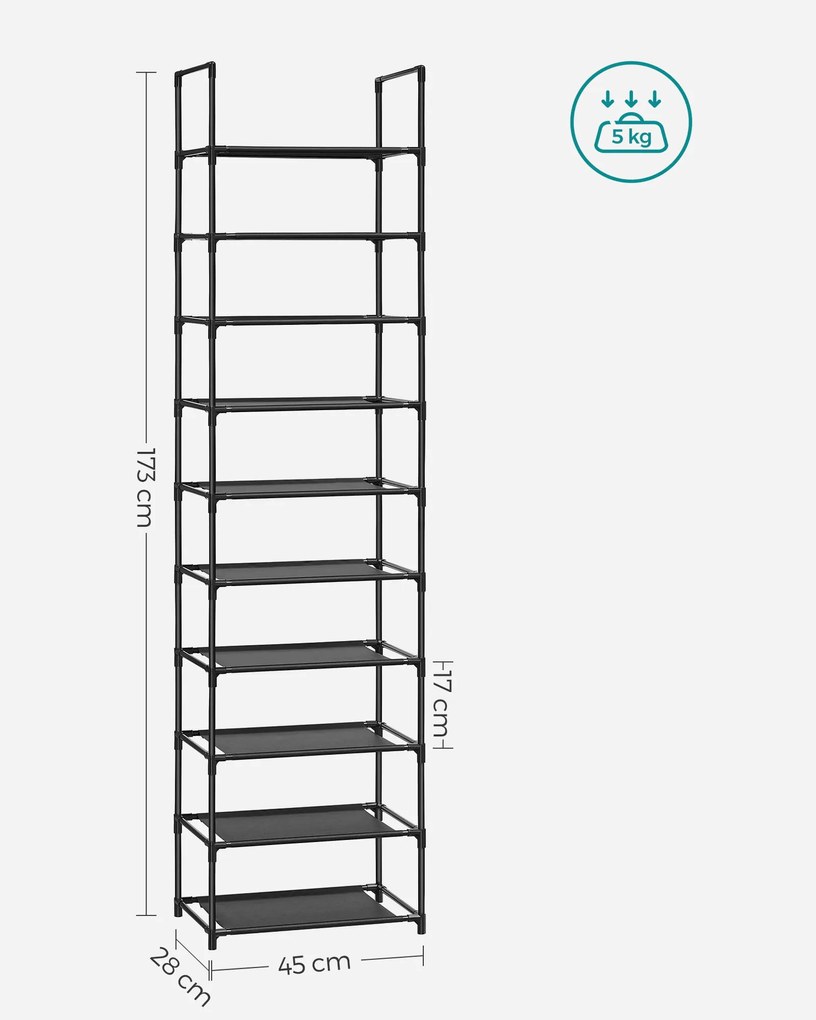 Szafka na buty z metalową ramą ORDEN, czarna