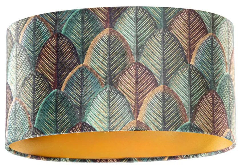 Aksamitny abażur w kształcie liści ze złotym wnętrzem, owalny 35/23/18