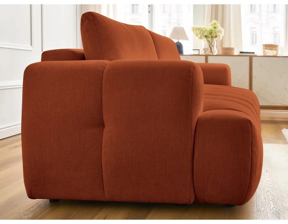Ceglasta rozkładana/ze schowkiem sofa 251 cm Fuji – Bobochic Paris