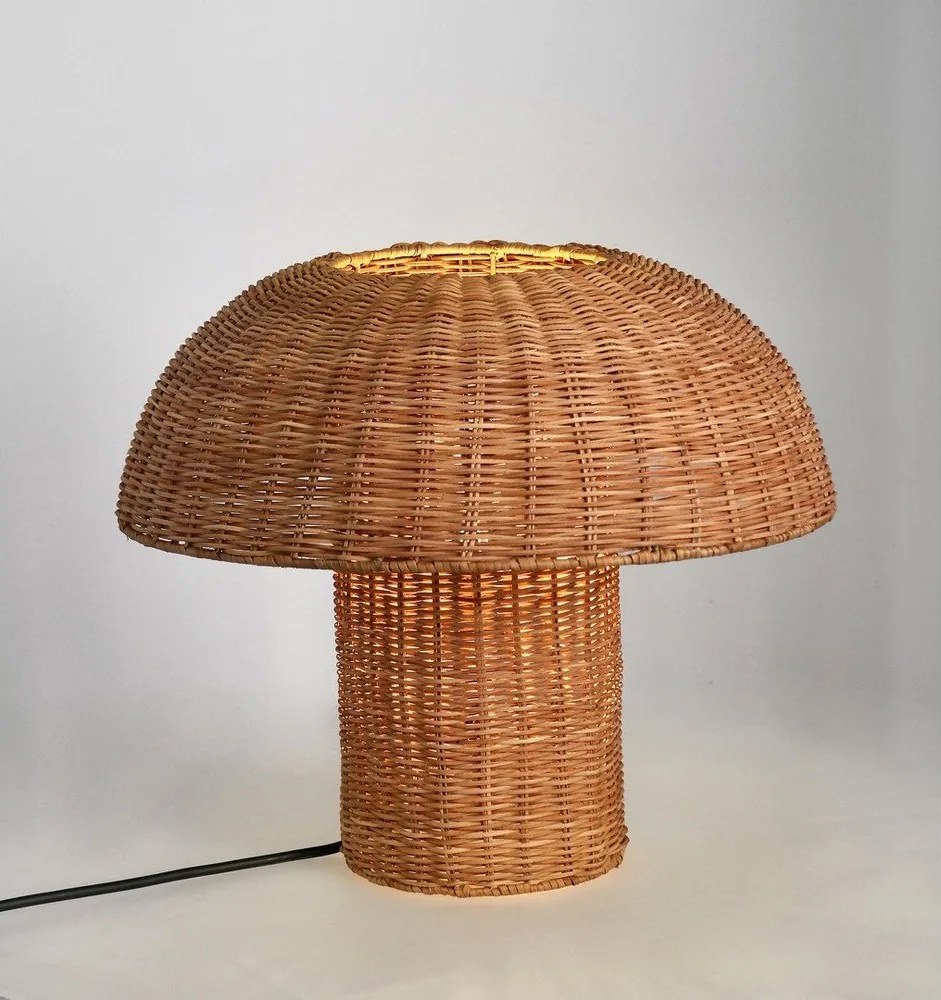 Rattanowa lampa stołowa LED w naturalnym kolorze z rattanowym kloszem (wysokość 40 cm) Irele – Bizzotto