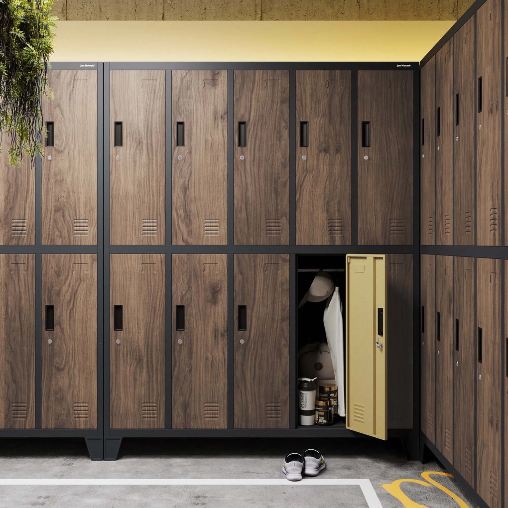 Szafa socjalna 10-drzwiowa BARTEK, 1360 x 1720 x 450 mm, Eco Design: antracytowa/ orzech