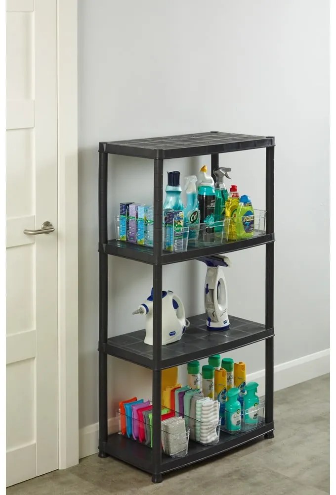 Czarny plastikowy regał do garażu 61x130 cm – Addis