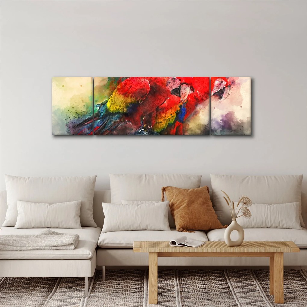 Obraz czerwonych papug Ara (170x50 cm)