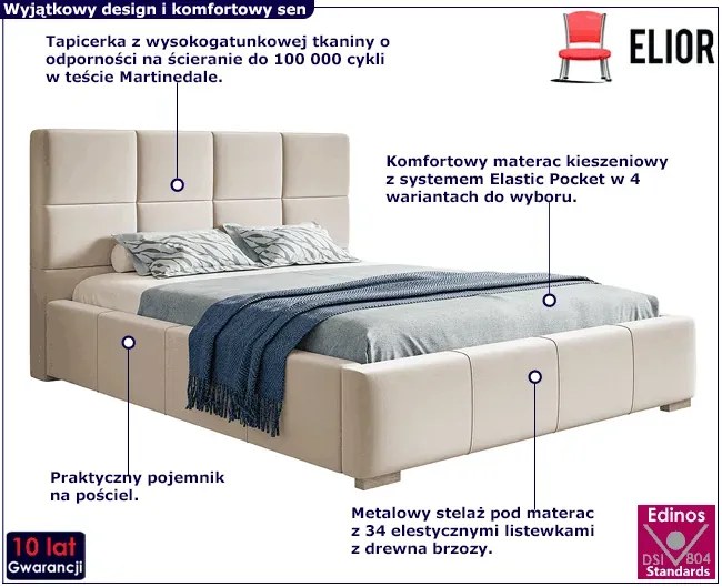 Jednoosobowe łóżko z pojemnikiem 90x200 Tri 3X - 36 kolorów