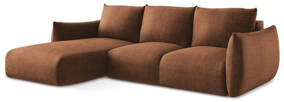 Rozkładany narożnik (lewostronny/z szezlongiem) w kolorze terakoty Leila – Makamii