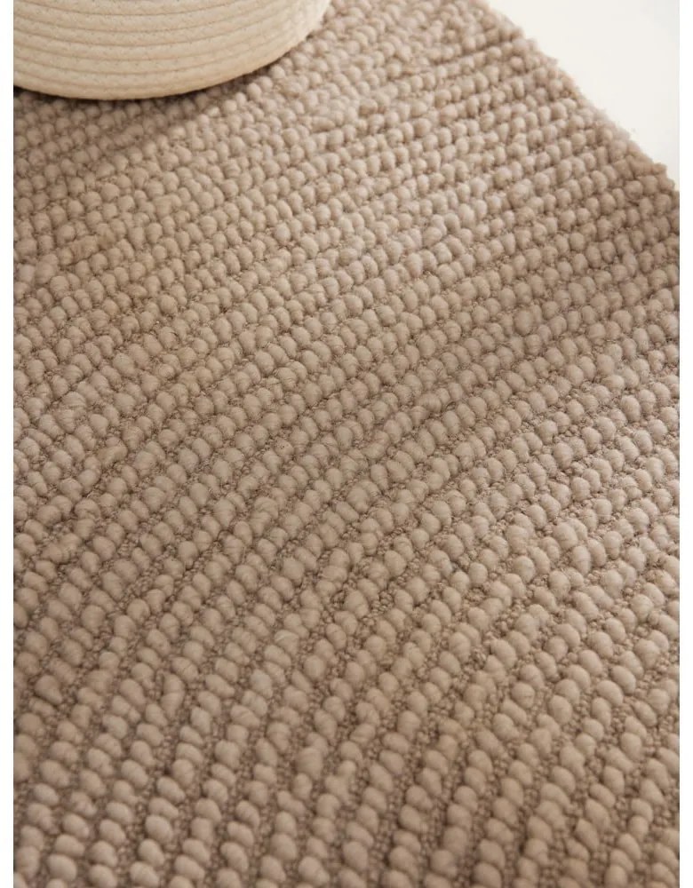 Beżowy wełniany okrągły dywan tkany ręcznie ø 120 cm Calmio – Hanse Home
