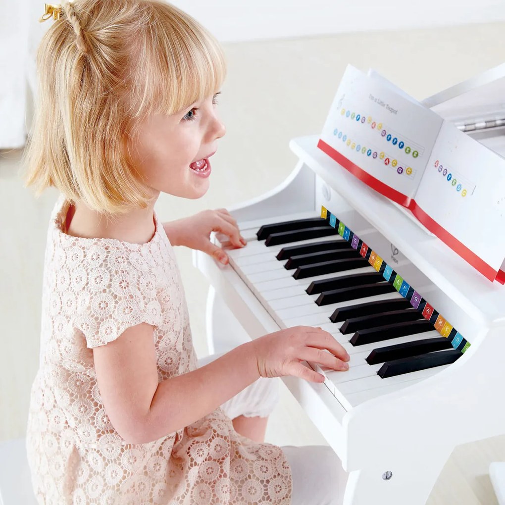 Hape Deluxe białe pianino z krzesłem, 50 x 60 x 52 cm
