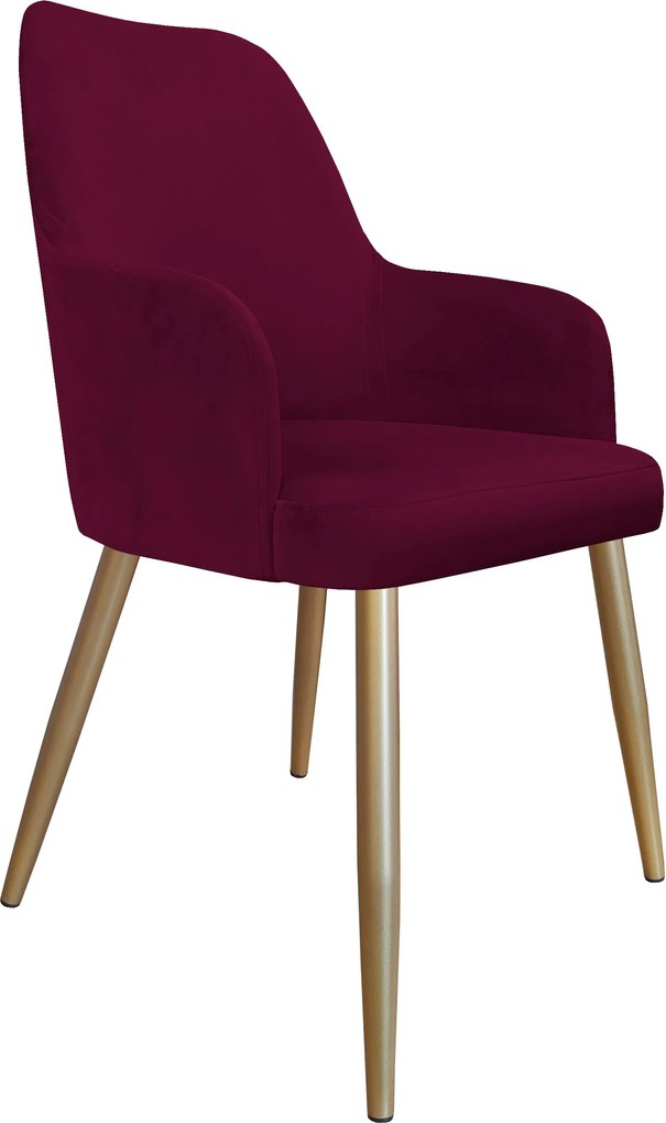 Krzesło WESTA tkanina Welur noga metalowa elegancki styl loftowy : Kolor nogi - Złota stożek, Kolor tkaniny - VELVET - MG02, Typ siedziska - Siedzisko stałe