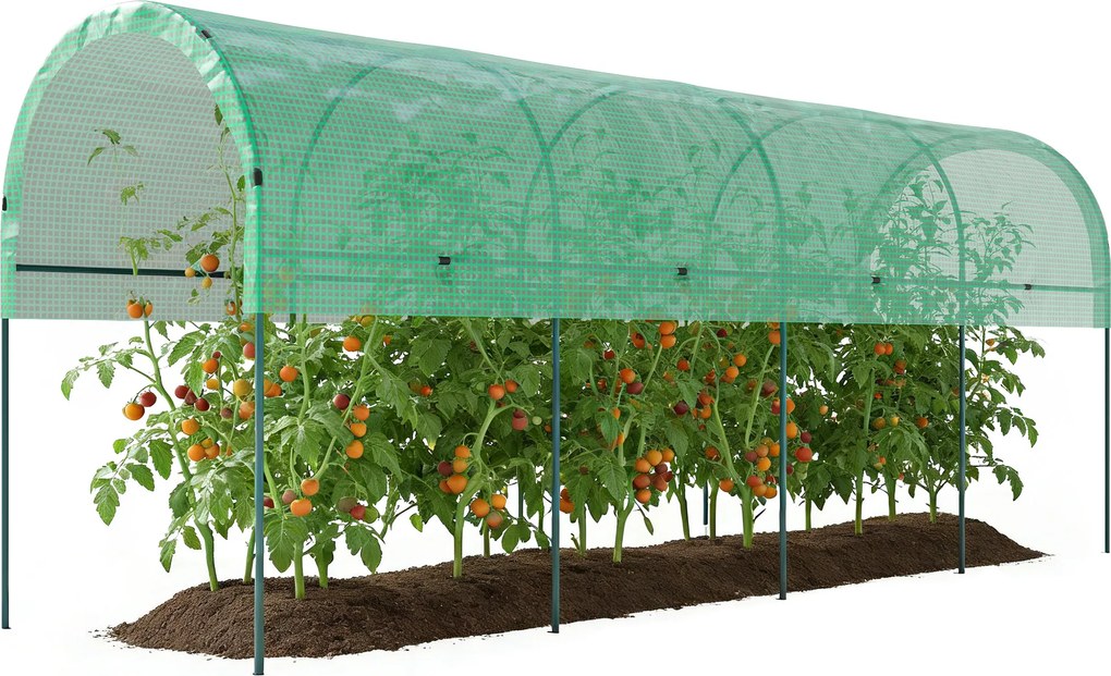 Outsunny Tunel foliowy zimowy z zakrzywionym dachem, kotwami, 400 x 120 x 170 cm, zielony | Aosom PL