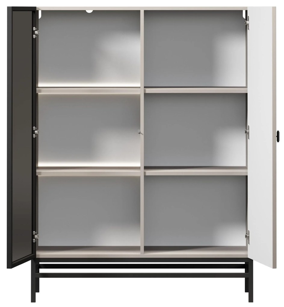 Witryna Lorini do salonu 100 cm - kaszmir / czarny uchwyt T-bar / stelaż