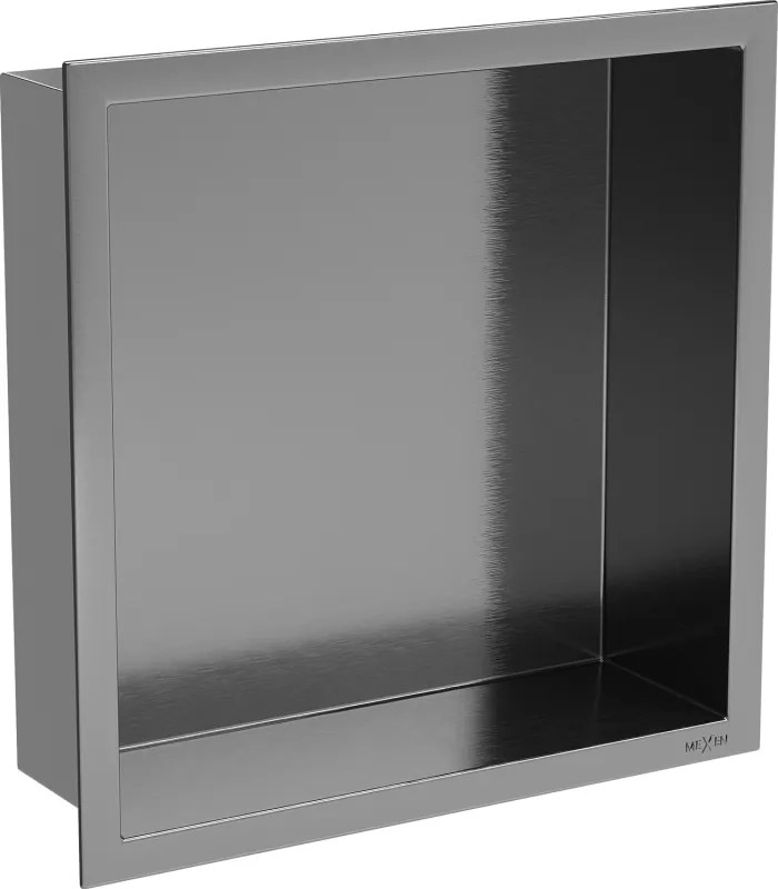 Mexen X-Wall-R półka wnękowa z kołnierzem 30 x 30 cm, gun gray szczotkowany - 19E0303010