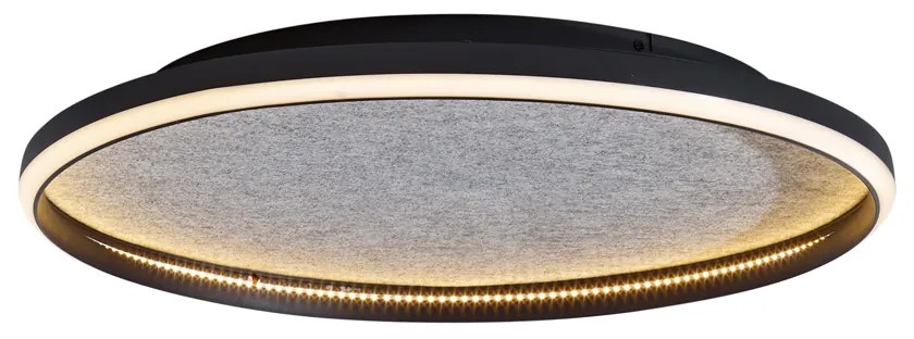 Designerska lampa sufitowa czarna z filcem, w zestawie LED z 3-stopniowym ściemnianiem - Xavi Felt