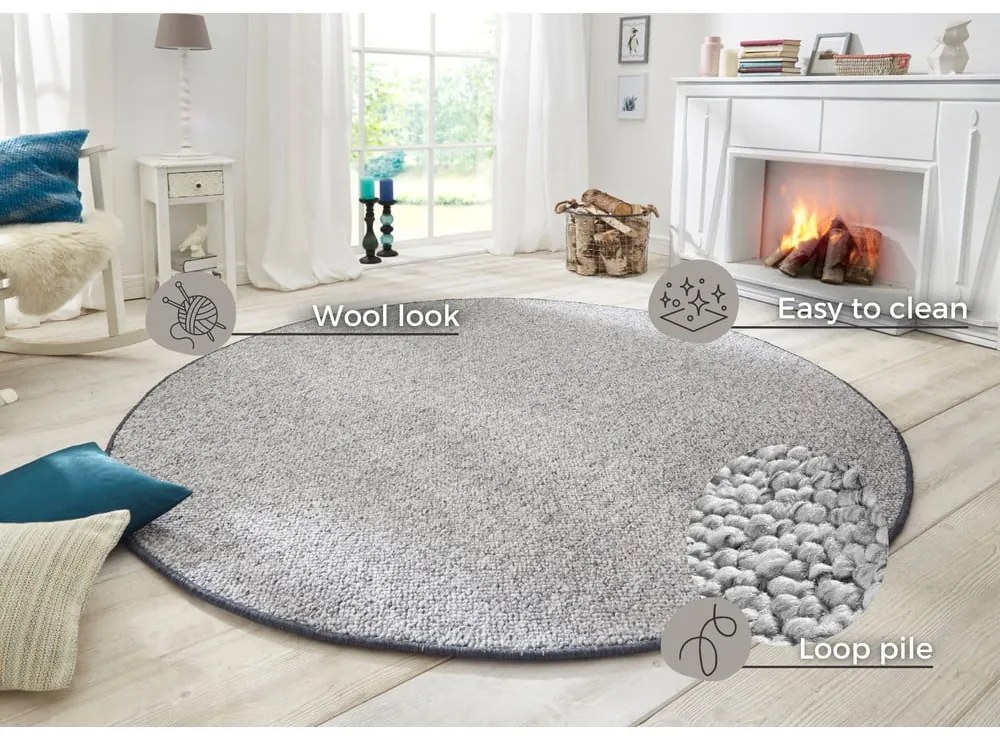 Szary okrągły dywan ø 133 cm Wolly – BT Carpet
