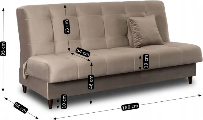 Sofa z Funkcją Spania LIMA Rozkładana Wersalka Dwuosobowa Beżowa Nowoczesna do Salonu