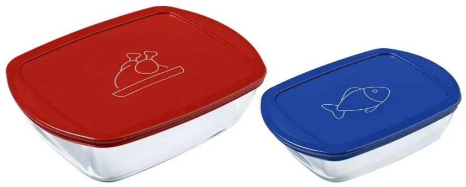 ZESTAW 2x Szklane pojemniki na żywność PYREX 1,2/2,5 l