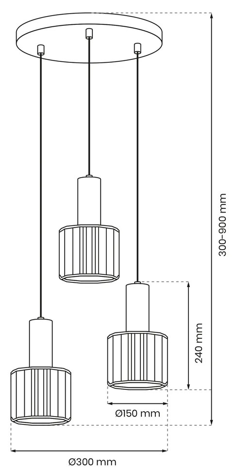 Lampa wisząca CRISTAL 3xE27, potrójne, kwadratowe klosze
