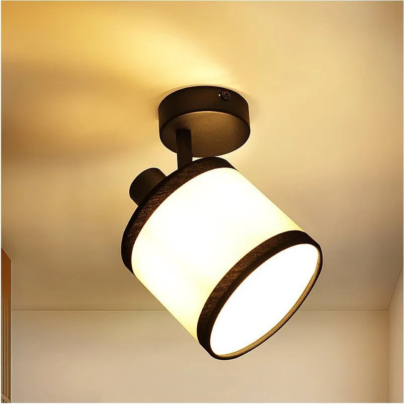 NETTLIFE 1-punktowy reflektor sufitowy, czarny, do przedpokoju, z gwintem E14, materiałowy, regulowany, vintage, retro (żarówka nie jest dołączona)