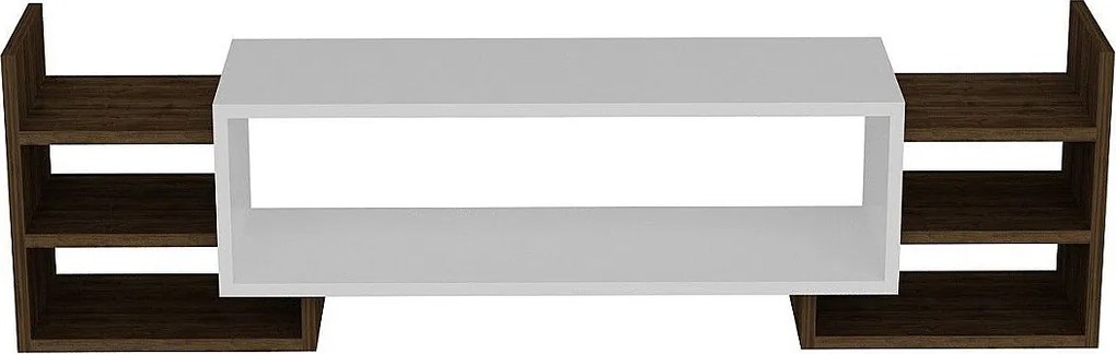 Stojak pod TV – 115 cm – Biały i orzechowy – Płyta wiórowa pokryta melaminą