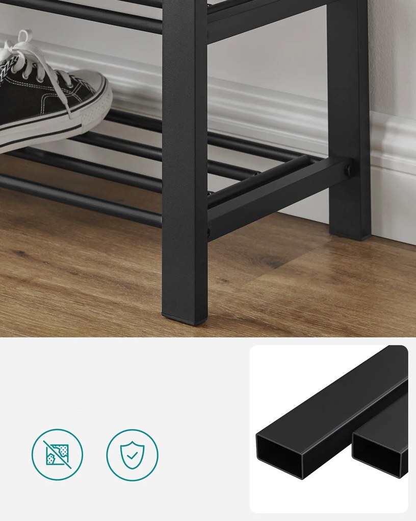 Szafka na buty z ławką i szarym siedziskiem MOBRIX 81x49 cm, czarna