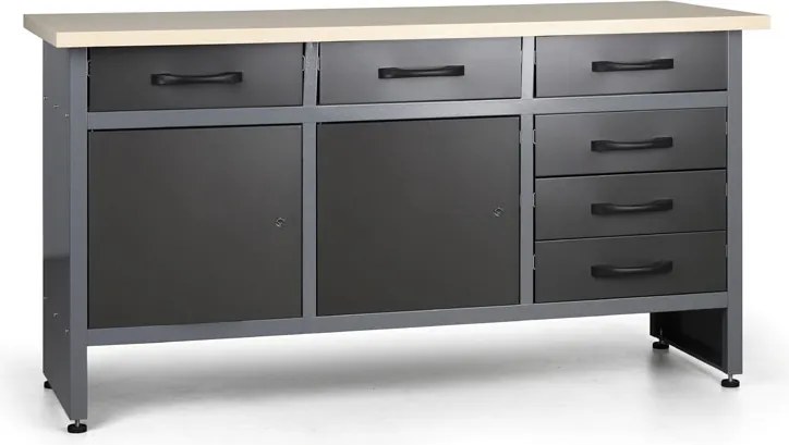 Stół warsztatowy G1, 840 x 1600 x 600 mm, 6 szuflad, 2 szafki