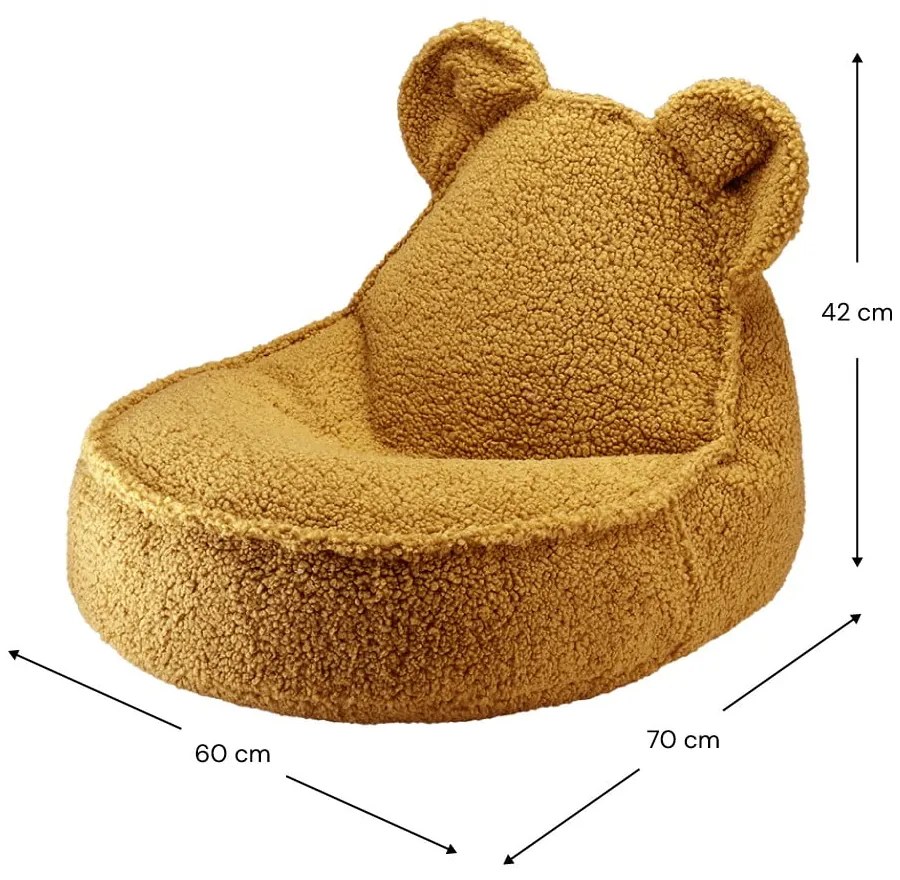 Brązowy dziecięcy worek do siedzenia z materiału bouclé Bear – Wigiwama