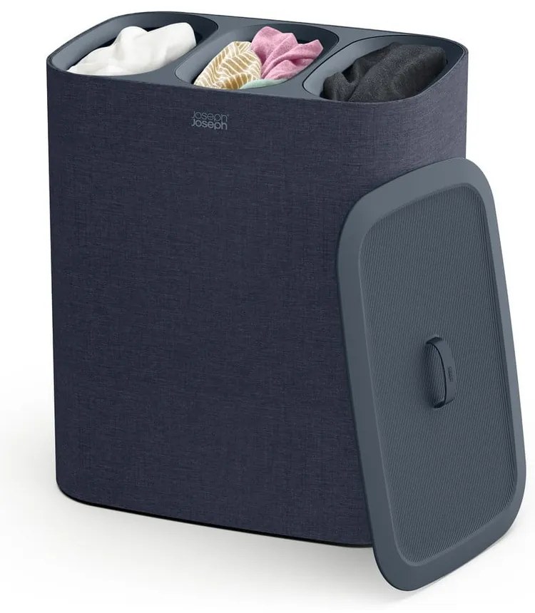 Antracytowy tekstylny kosz na pranie 3x30 l Tota Trio – Joseph Joseph