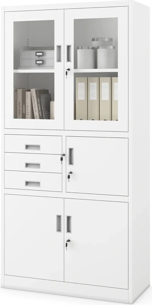 Biurowa szafa aktowa z sejfem Filip 90x40x185 cm biała