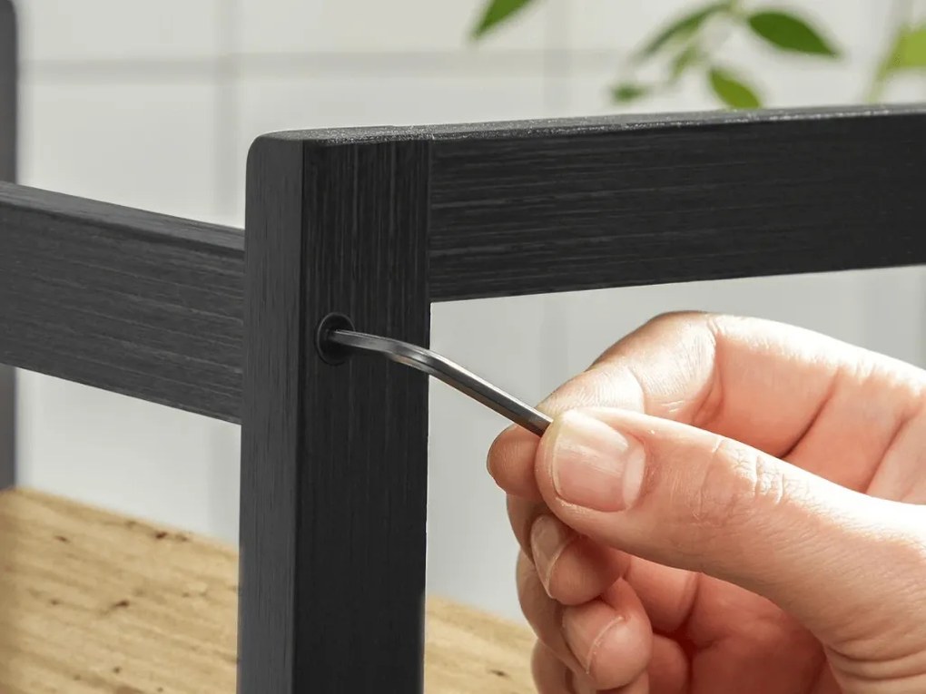 Półka na stół NORDEKO 41x41 cm, czarna / dąb artisan