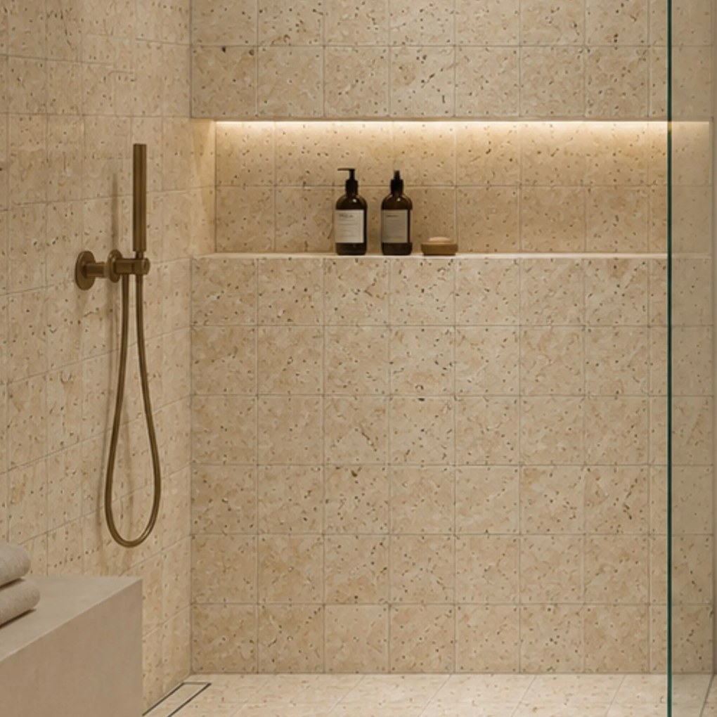 Massi Trawertyn Beige Classic Mix płytka 20 x 20 x 1,2 cm szlifowana