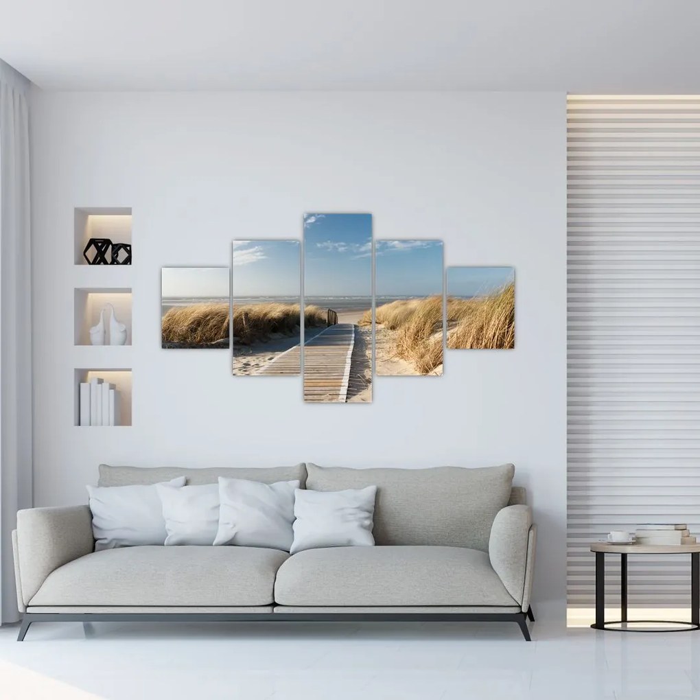 Obraz - Piaszczysta plaża na wyspie Langeoog, Niemcy (125x70 cm)
