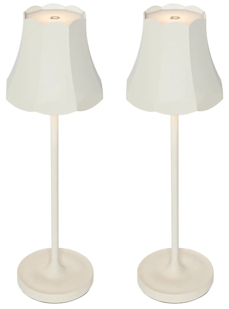 Zestaw 2 lamp stołowych Retro kremowe ładowane IP44 - Granny