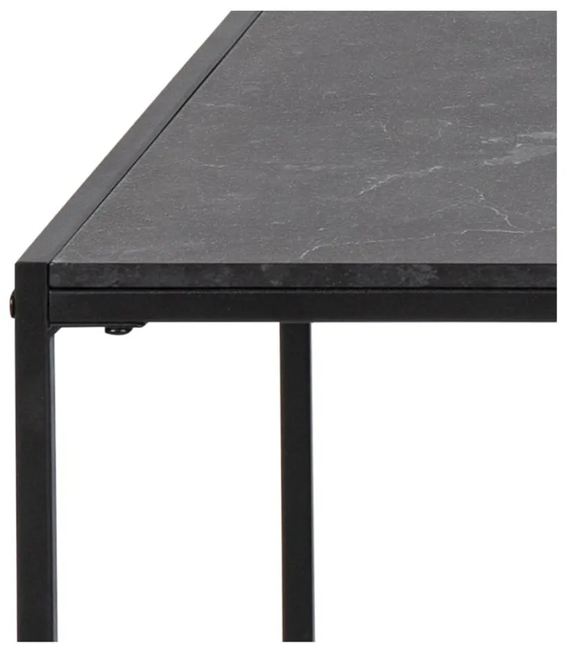 Stolik z blatem w dekorze marmuru w kolorze matowej czerni 60x120 cm Infinity – Actona