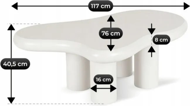 Stolik Kawowy PLAYA 117 cm Biały Nowoczesny