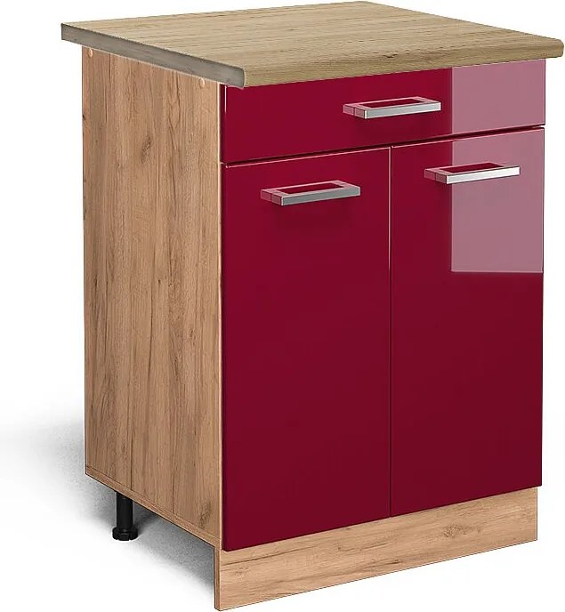 Szafka dolna do kuchni czerwony połysk 60x60x81.6 r-line