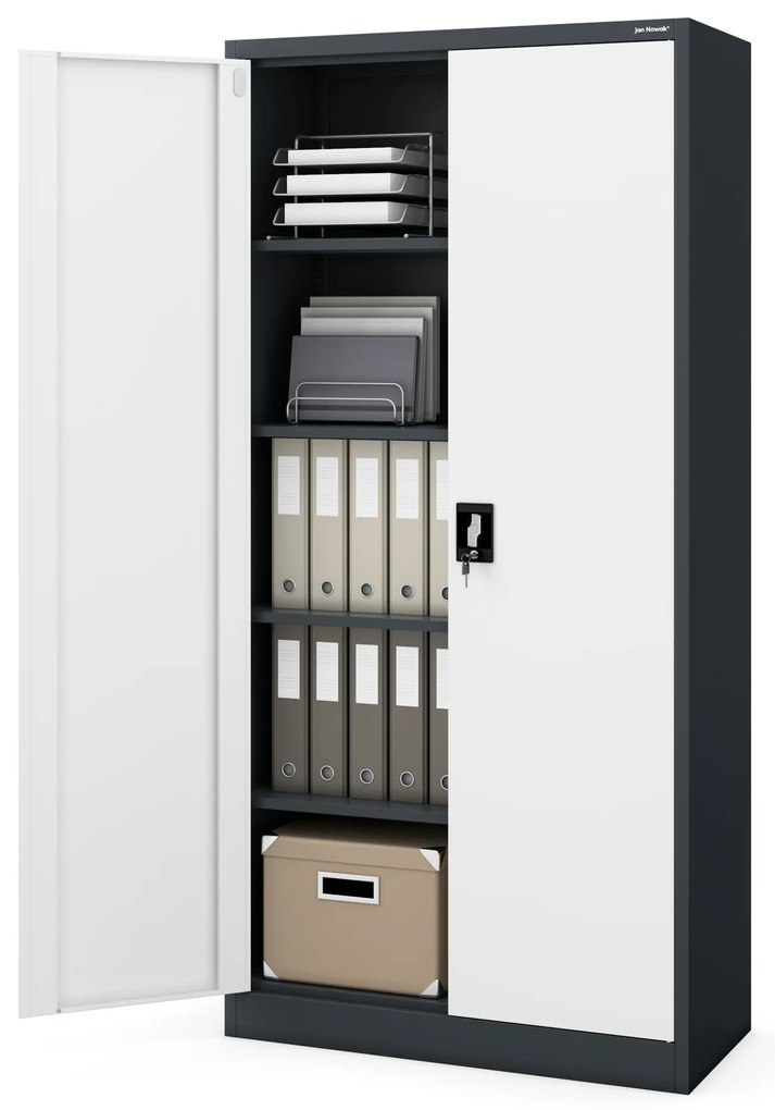 Szafa biurowa na dokumenty antracytowo-biała: JAN, 900 x 1850 x 400 mm