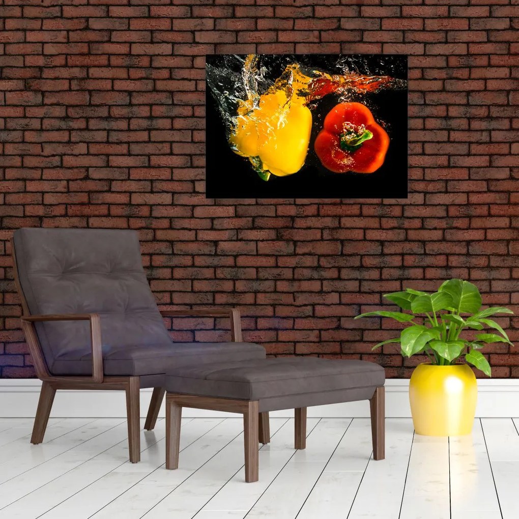 Obraz - papryki w wodzie (70x50 cm)