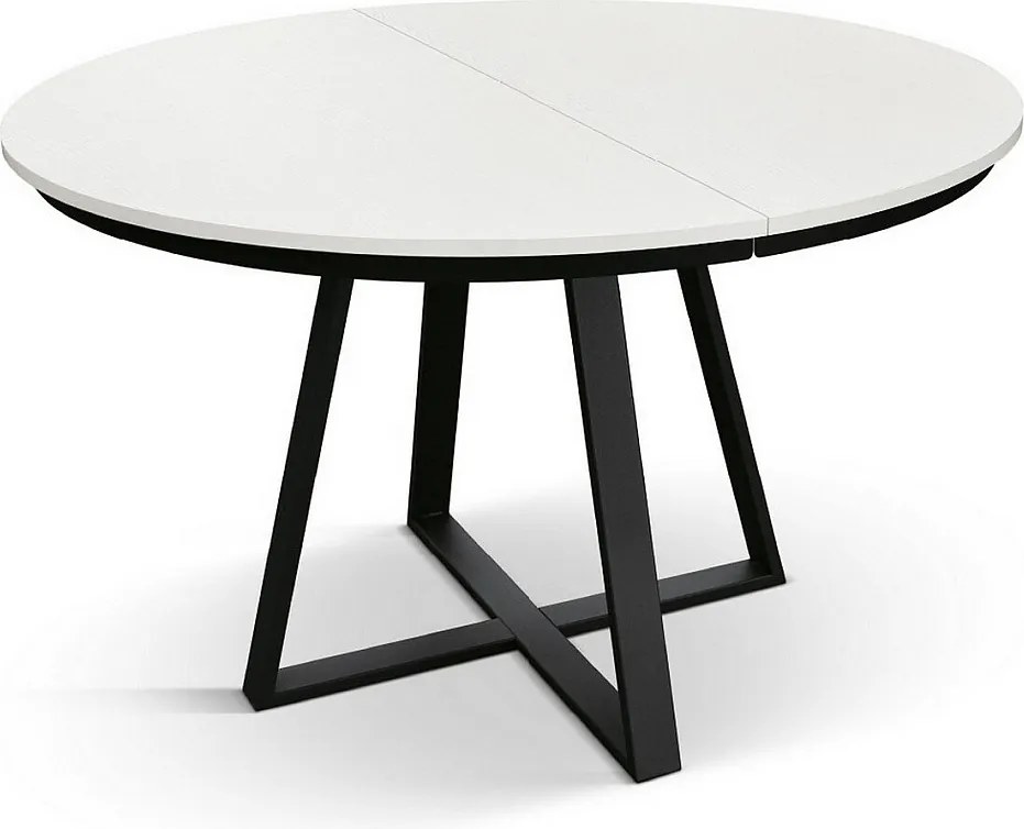 Okrągły stół z białego drewna jesionowego, antracytowa podstawa, ⌀120 - PANTELLERIA