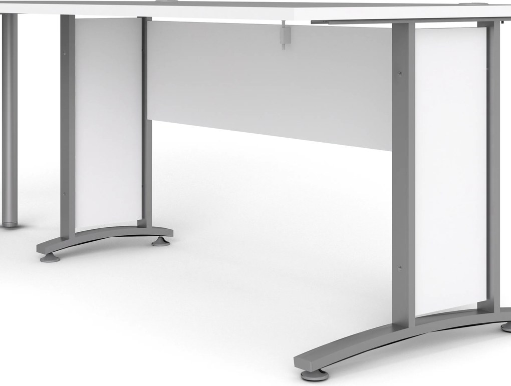 Biurko narożne Prima biały 230x200 szare nogi