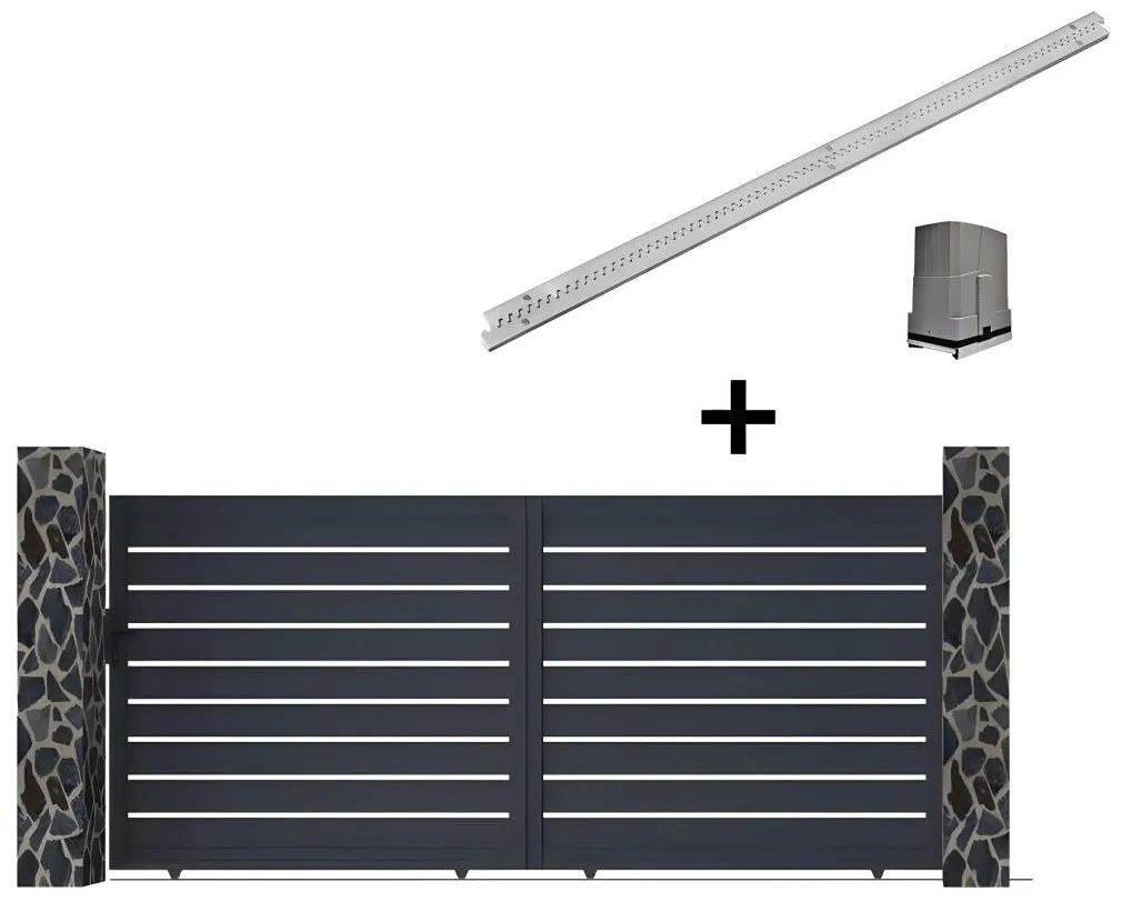 Brama elektryczna przesuwna ażurowa z antracytowego aluminium szer. 416 x wys. 183 cm - PRIMO