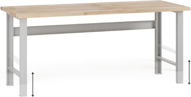Stół warsztatowy z regulacją wysokości G7, blat bukowy, 2000 x 800 x 840-1040 mm