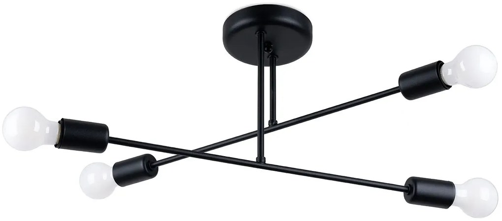 Czarna metalowa lampa sufitowa w stylu industrialnym - A631-Karinn