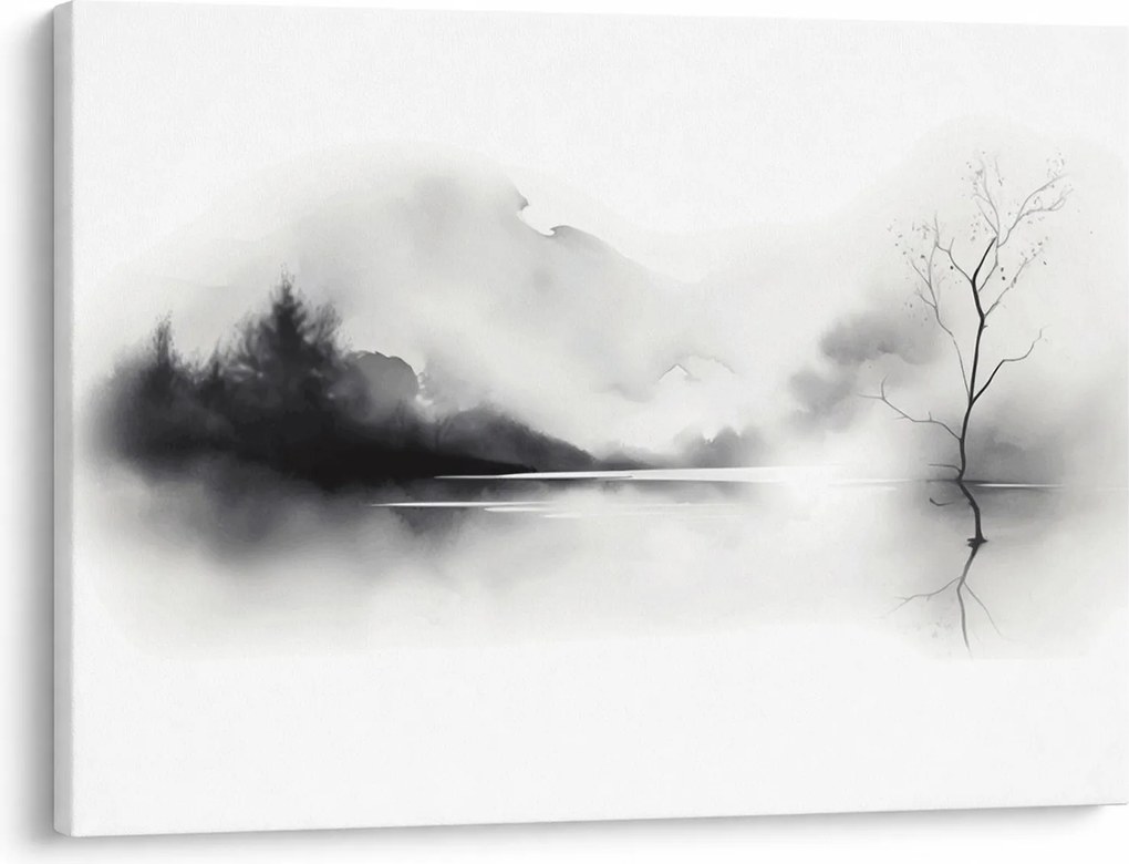 Obraz - Malowany tuszem krajobraz (70x50 cm)