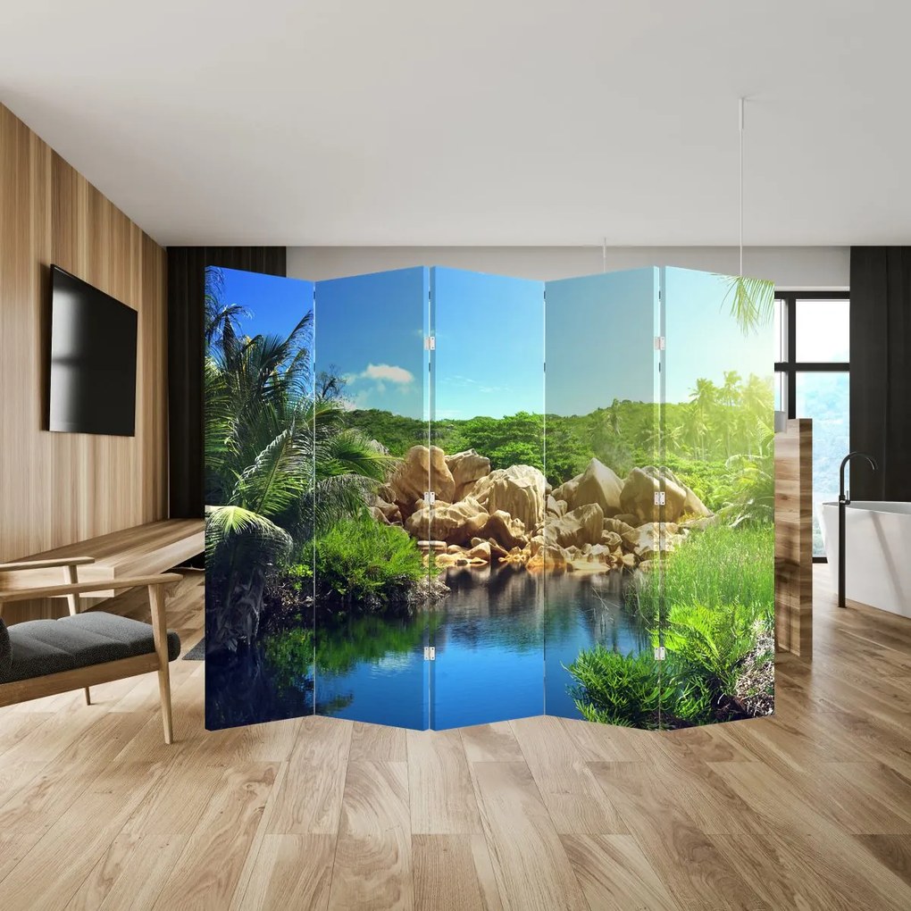 Parawan - Jezioro w dżungli Seszeli (210x170 cm)