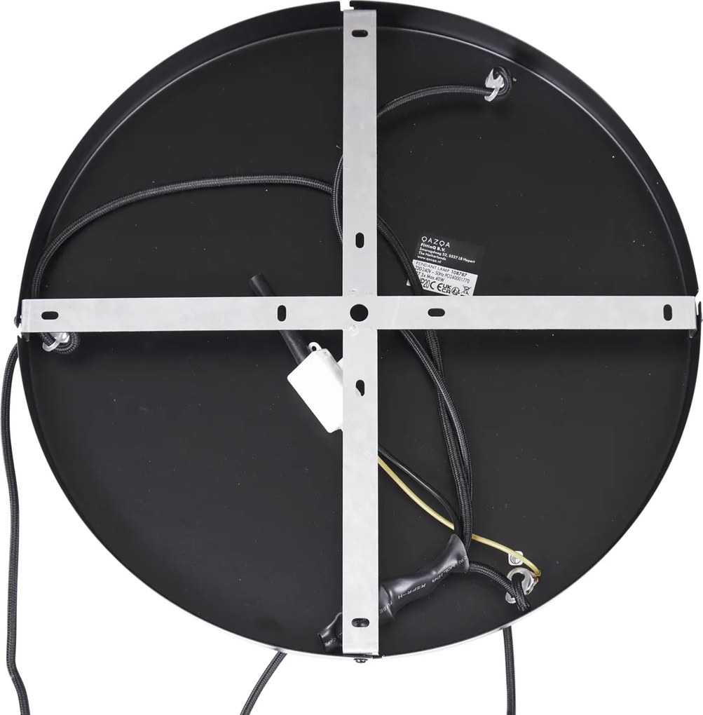 Lampa wisząca Japandi czarno-złota z beżowym kloszem 3-punktowa - Pluni