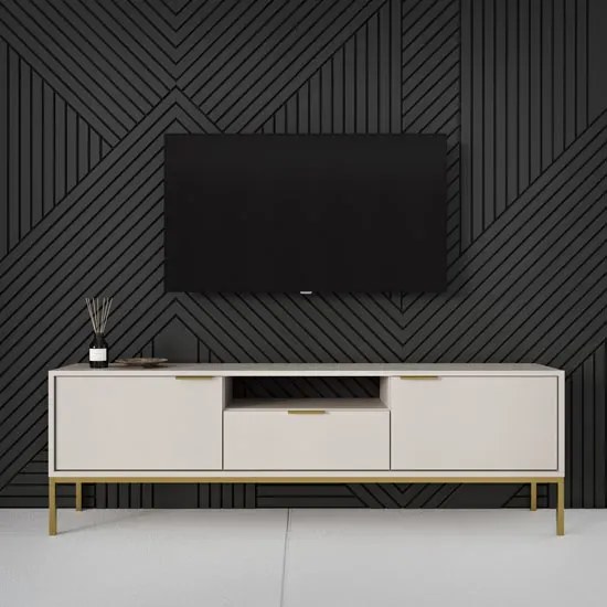 Szafka RTV na złotych nóżkach 135 cm kaszmir - Pascal 5X